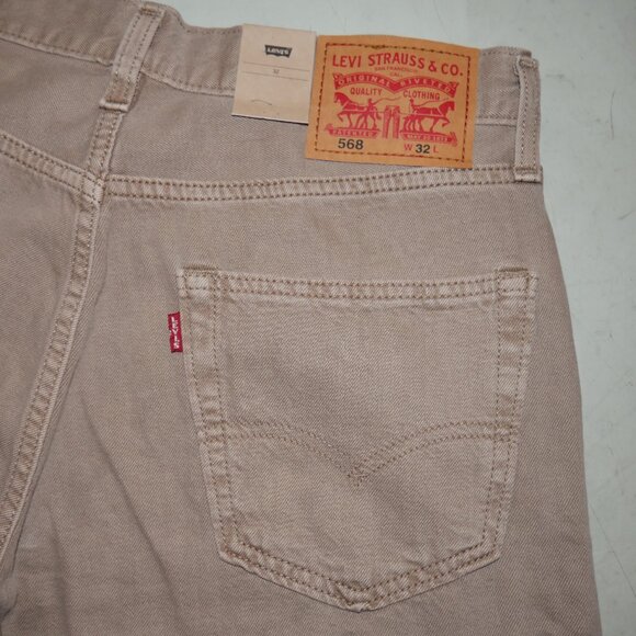 Levi's 568 Men’s Jean Shorts Size 32 Loose Fit Stretch Denim Jorts Beige/Tan NWT - Picture 3 of 6